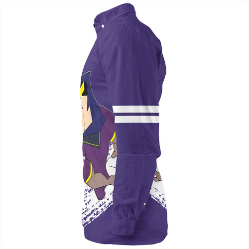 Melbourne Storm Long Sleeve Shirt - Melbourne Storm Mascot Quater Style Melbourne Storm Long Sleeve Shirt - Melbourne Storm Mascot Quater Style