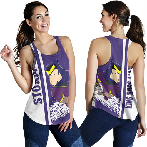 Melbourne Storm Women's Racerback Tank - Melbourne Storm Mascot Quater Style Melbourne Storm Women's Racerback Tank - Melbourne Storm Mascot Quater Style