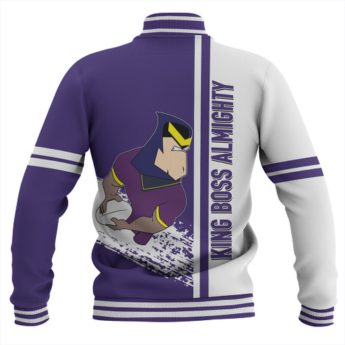 Melbourne Storm Baseball Jacket - Melbourne Storm Mascot Quater Style Melbourne Storm Baseball Jacket - Melbourne Storm Mascot Quater Style