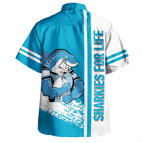 Cronulla-Sutherland Sharks Hawaiian Shirt - Sharks Mascot Quater Style Cronulla-Sutherland Sharks Hawaiian Shirt - Sharks Mascot Quater Style