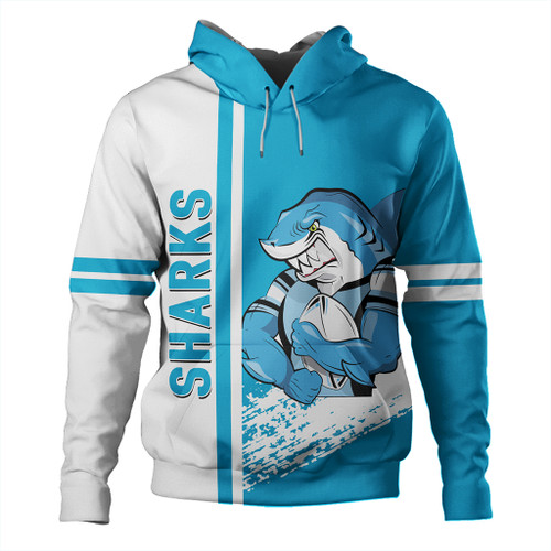 Sutherland and Cronulla Sport Hoodie - Sharks Mascot Quater Style