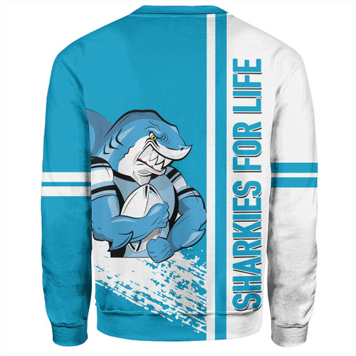 Cronulla-Sutherland Sharks Sweatshirt - Sharks Mascot Quater Style Cronulla-Sutherland Sharks Sweatshirt - Sharks Mascot Quater Style