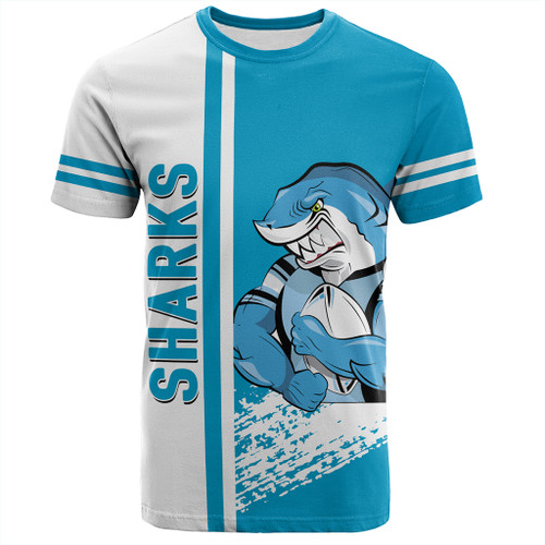 Sutherland and Cronulla Sport T-Shirt - Sharks Mascot Quater Style