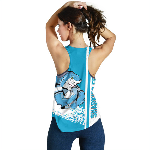 Cronulla-Sutherland Sharks Women's Racerback Tank - Sharks Mascot Quater Style