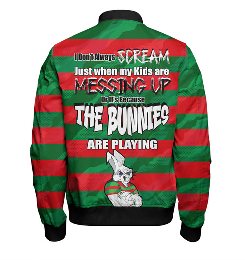 South Sydney Rabbitohs Mother's Day Bomber Jacket - Screaming Mom and Crazy Fan South Sydney Rabbitohs Mother's Day Bomber Jacket - Screaming Mom and Crazy Fan