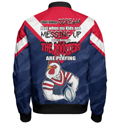 Sydney Roosters Mother's Day Bomber Jacket - Screaming Mom and Crazy Fan Sydney Roosters Mother's Day Bomber Jacket - Screaming Mom and Crazy Fan