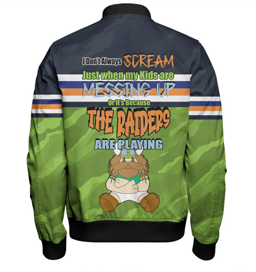 Canberra Raiders Mother's Day Bomber Jacket - Screaming Mom and Crazy Fan Canberra Raiders Mother's Day Bomber Jacket - Screaming Mom and Crazy Fan