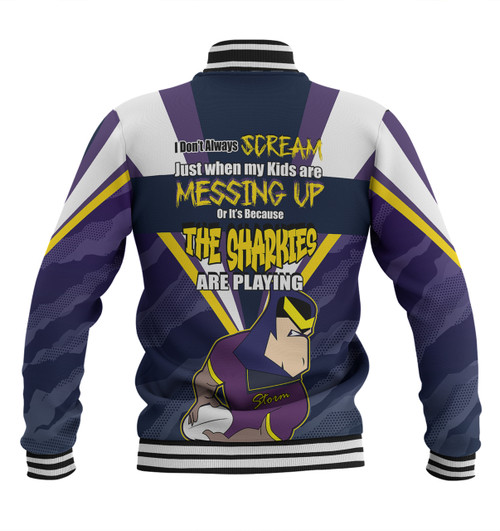 Melbourne Storm Mother's Day Baseball Jacket - Screaming Mom and Crazy Fan Melbourne Storm Mother's Day Baseball Jacket - Screaming Mom and Crazy Fan