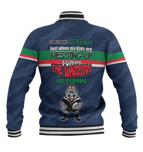 New Zealand Warriors Mother's Day Baseball Jacket - Screaming Mom and Crazy Fan