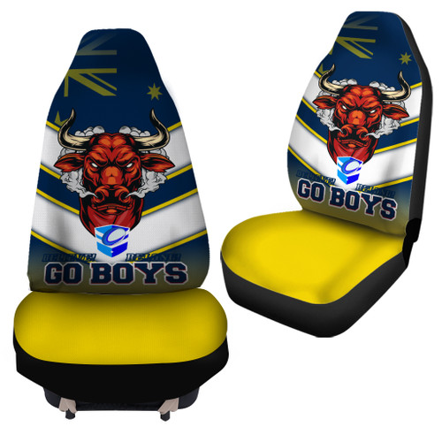 North Queensland Car Seat Cover - Go Boys! Cowboys Mascot With Australia Flag North Queensland Car Seat Cover - Go Boys! Cowboys Mascot With Australia Flag