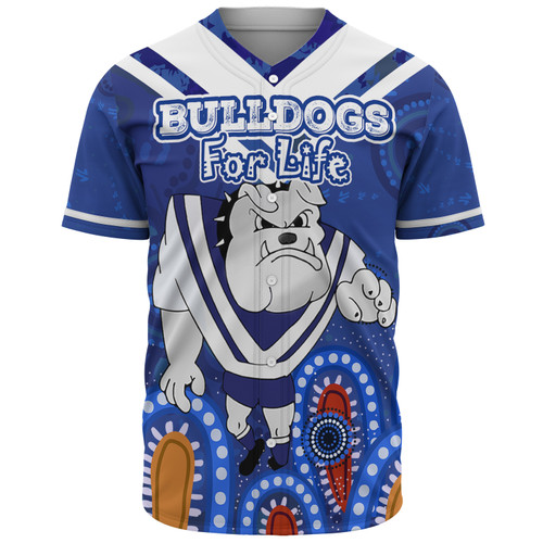 Canterbury-Bankstown Bulldogs Custom Baseball Shirt - Bulldogs For Life With Aboriginal style Baseball Shirt