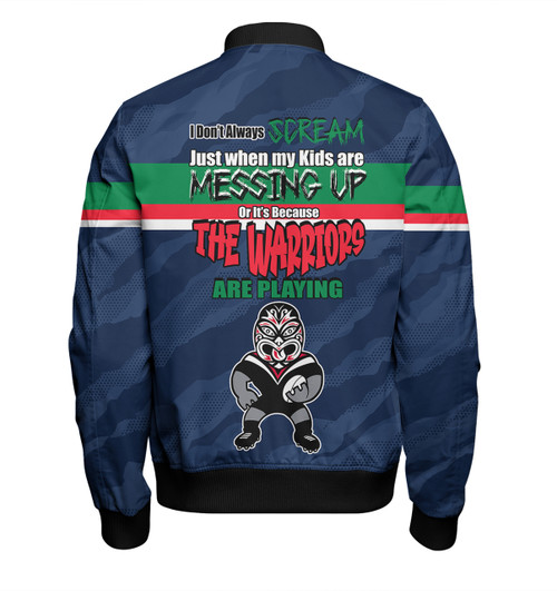 New Zealand Warriors Father's Day Bomber Jacket - Screaming Dad and Crazy Fan
