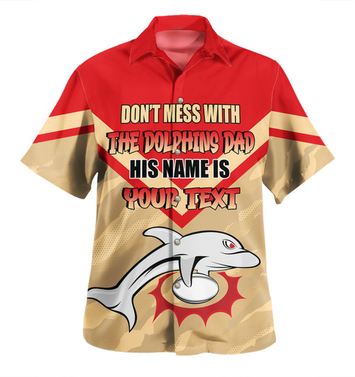 Redcliffe Dolphins Father's Day Hawaiian Shirt - Screaming Dad and Crazy Fan