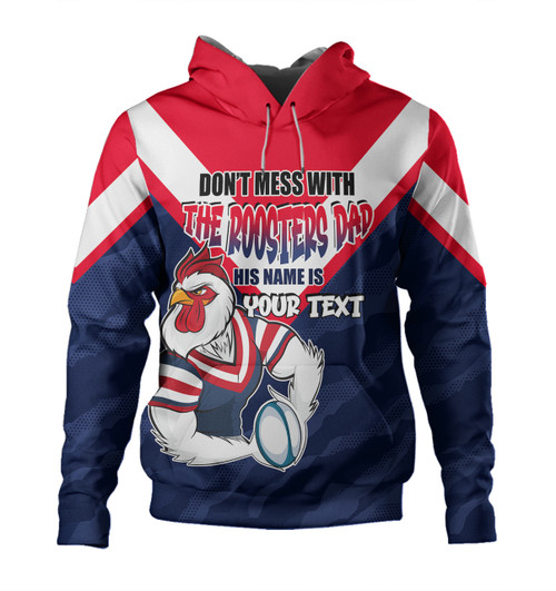 Sydney Roosters Father's Day Hoodie - Screaming Dad and Crazy Fan