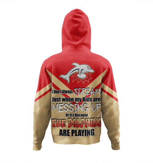 Redcliffe Dolphins Father's Day Hoodie - Screaming Dad and Crazy Fan Redcliffe Dolphins Father's Day Hoodie - Screaming Dad and Crazy Fan