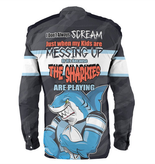 Cronulla-Sutherland Sharks Father's Day Long Sleeve Shirt - Screaming Dad and Crazy Fan Cronulla-Sutherland Sharks Father's Day Long Sleeve Shirt - Screaming Dad and Crazy Fan