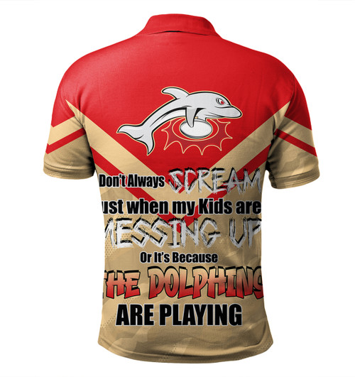 Redcliffe Dolphins Father's Day Polo Shirt - Screaming Dad and Crazy Fan Redcliffe Dolphins Father's Day Polo Shirt - Screaming Dad and Crazy Fan