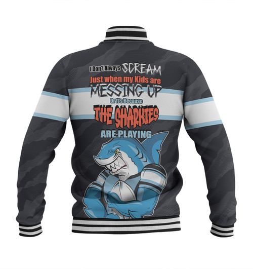 Cronulla-Sutherland Sharks Father's Day Baseball Jacket - Screaming Dad and Crazy Fan Cronulla-Sutherland Sharks Father's Day Baseball Jacket - Screaming Dad and Crazy Fan