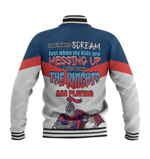 Newcastle Knights Father's Day Baseball Jacket - Screaming Dad and Crazy Fan Newcastle Knights Father's Day Baseball Jacket - Screaming Dad and Crazy Fan