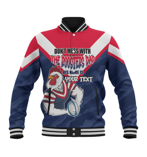 Sydney Roosters Father's Day Baseball Jacket - Screaming Dad and Crazy Fan