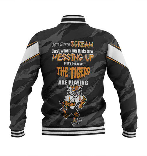 Wests Tigers Father's Day Baseball Jacket - Screaming Dad and Crazy Fan Wests Tigers Father's Day Baseball Jacket - Screaming Dad and Crazy Fan