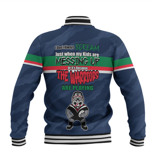 New Zealand Warriors Father's Day Baseball Jacket - Screaming Dad and Crazy Fan