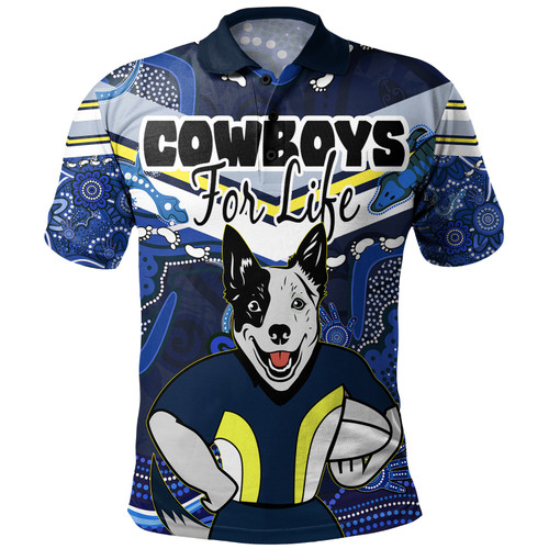 North Queensland Cowboys Custom Polo Shirt - North Queensland Cowboys For Life With Aboriginal Style Polo Shirt