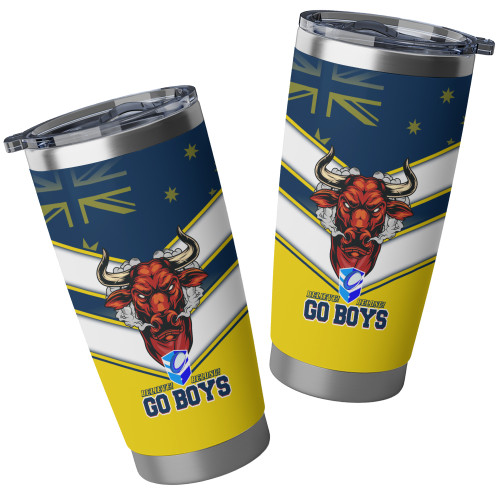North Queensland Tumbler - Go Boys! Cowboys Mascot With Australia Flag North Queensland Tumbler - Go Boys! Cowboys Mascot With Australia Flag