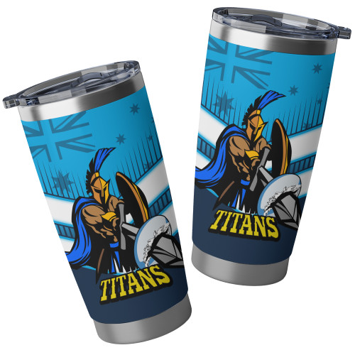 Gold Coast Tumbler - Titans Mascot With Australia Flag Gold Coast Tumbler - Titans Mascot With Australia Flag