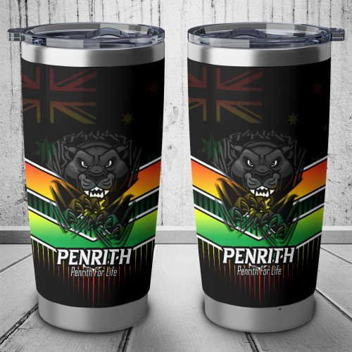 Penrith Panthers Tumbler - Panthers Mascot With Australia Flag