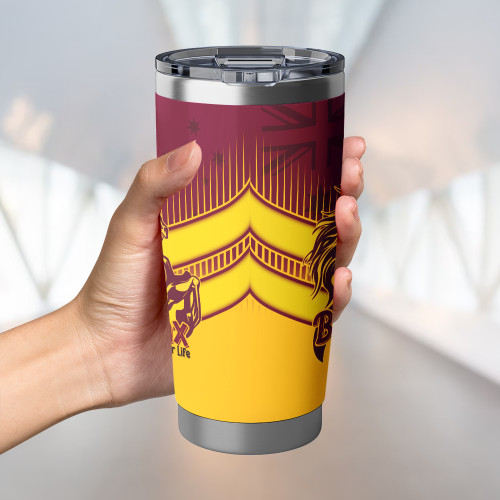 Brisbane Broncos Tumbler - Bronx Mascot With Australia Flag Brisbane Broncos Tumbler - Bronx Mascot With Australia Flag