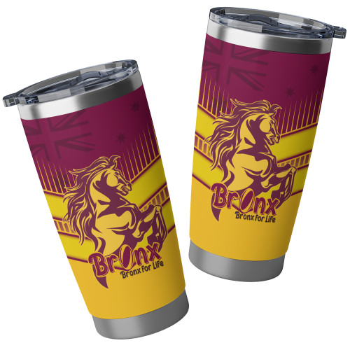 Brisbane Broncos Tumbler - Bronx Mascot With Australia Flag Brisbane Broncos Tumbler - Bronx Mascot With Australia Flag