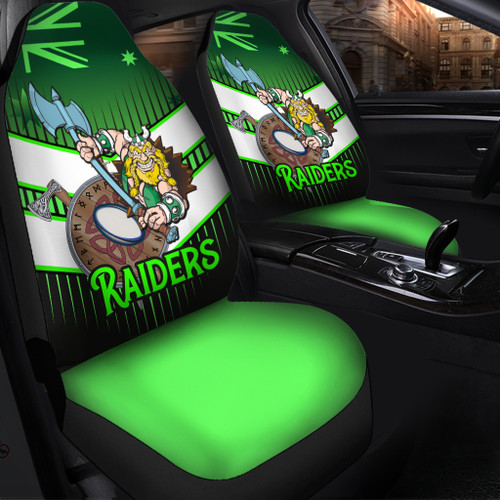 Canberra City Car Seat Cover - Raiders Mascot With Australia Flag