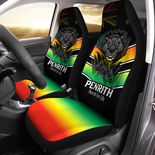Penrith City Car Seat Cover - Panthers Mascot With Australia Flag Penrith City Car Seat Cover - Panthers Mascot With Australia Flag