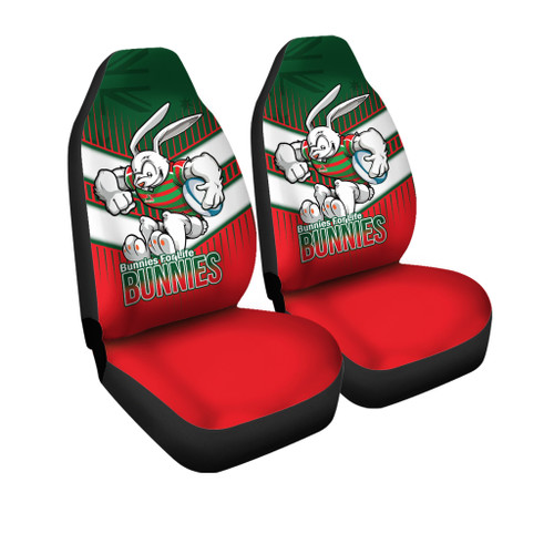 South Sydney Rabbitohs Car Seat Cover - Bunnies Mascot With Australia Flag