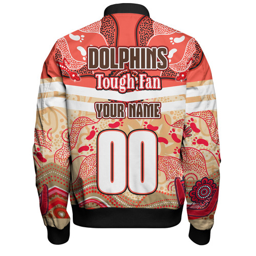 Redcliffe Dolphins Custom Bomber Jacket - Redcliffe Dolphins For Life With Aboriginal Style Bomber Jacket