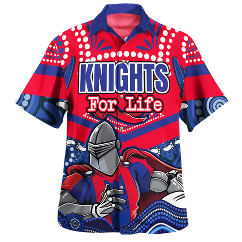 Newcastle Knights Custom Hawaiian Shirt - Knights For Life With Aboriginal Style Hawaiian Shirt