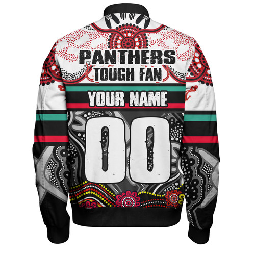 Penrith Panthers Custom Bomber Jacket - Penrith Panthers For Life With Aboriginal Style Bomber Jacket Penrith Panthers Custom Bomber Jacket - Penrith Panthers For Life With Aboriginal Style Bomber Jacket