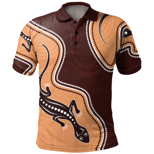 Australia Aboriginal Inspired Polo Shirt - Aboriginal Lizard Art Polo Shirt