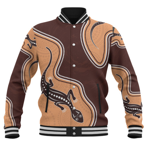 Australia Aboriginal Inspired Baseball Jacket - Aboriginal Lizard Art Baseball Jacket