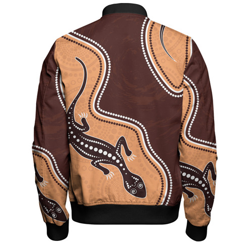 Australia Aboriginal Inspired Bomberl Jacket - Aboriginal Lizard Art Bomber Jacket Australia Aboriginal Inspired Bomberl Jacket - Aboriginal Lizard Art Bomber Jacket