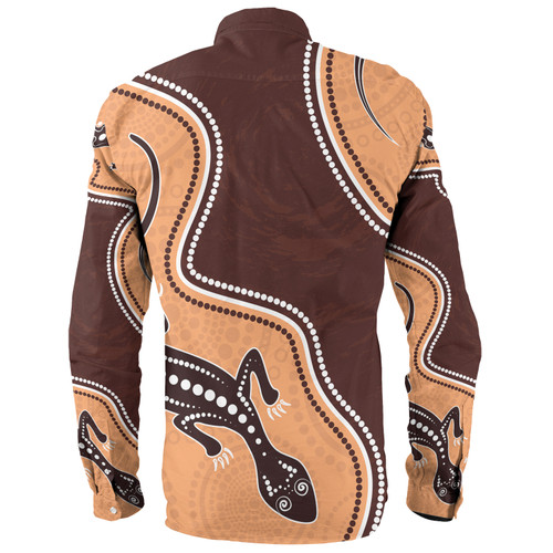 Australia Aboriginal Inspired Long Sleeve Shirt - Aboriginal Lizard Art Long Sleeve Shirt Australia Aboriginal Inspired Long Sleeve Shirt - Aboriginal Lizard Art Long Sleeve Shirt