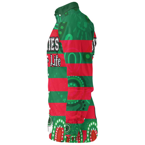 Souths Custom Long Sleeve Shirt - Bunnies For Life With Aboriginal Style Long Sleeve Shirt Souths Custom Long Sleeve Shirt - Bunnies For Life With Aboriginal Style Long Sleeve Shirt
