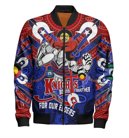 Newcastle Knights Naidoc Week Custom Bomber Jacket - Newcastle Knights Naidoc Week For Our Elders Knights Bound Together Bomber Jacket Newcastle Knights Naidoc Week Custom Bomber Jacket - Newcastle Knights Naidoc Week For Our Elders Knights Bound Together Bomber Jacket