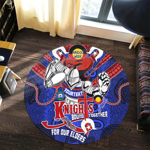 Newcastle Knights Naidoc Week Custom Round Rug - Newcastle Knights Naidoc Week For Our Elders Knights Bound Together Round Rug