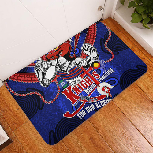 Newcastle Knights Naidoc Week Custom Door Mat - Newcastle Knights Naidoc Week For Our Elders Knights Bound Together Door Mat