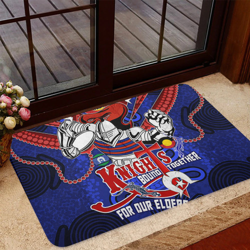 Newcastle Knights Naidoc Week Custom Door Mat - Newcastle Knights Naidoc Week For Our Elders Knights Bound Together Door Mat