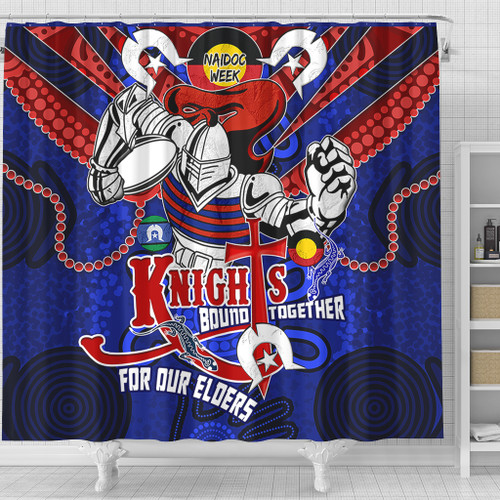 Newcastle Knights Naidoc Week Custom Shower Curtain - Newcastle Knights Naidoc Week For Our Elders Knights Bound Together Shower Curtain Newcastle Knights Naidoc Week Custom Shower Curtain - Newcastle Knights Naidoc Week For Our Elders Knights Bound Together Shower Curtain