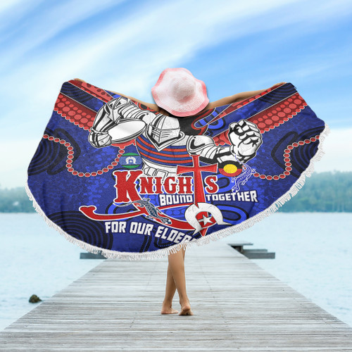 Newcastle Knights Naidoc Week Custom Beach Blanket - Newcastle Knights Naidoc Week For Our Elders Knights Bound Together Beach Blanket