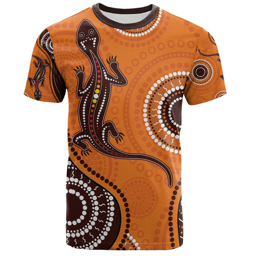 Australia Aboriginal Inspired T-Shirt -  Aboriginal Art With Lizard T-Shirt